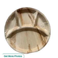 Wooden 12inch Round 4 Partition Areca Leaf Plate