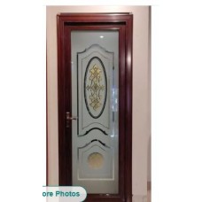 Brown Steel Glass Bathroom Door