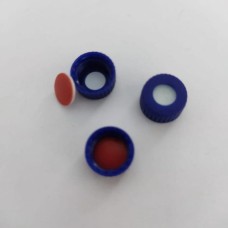 9mm Blue Screw Cap with Bonded Non Slit Red PTFE/Silicon Septa